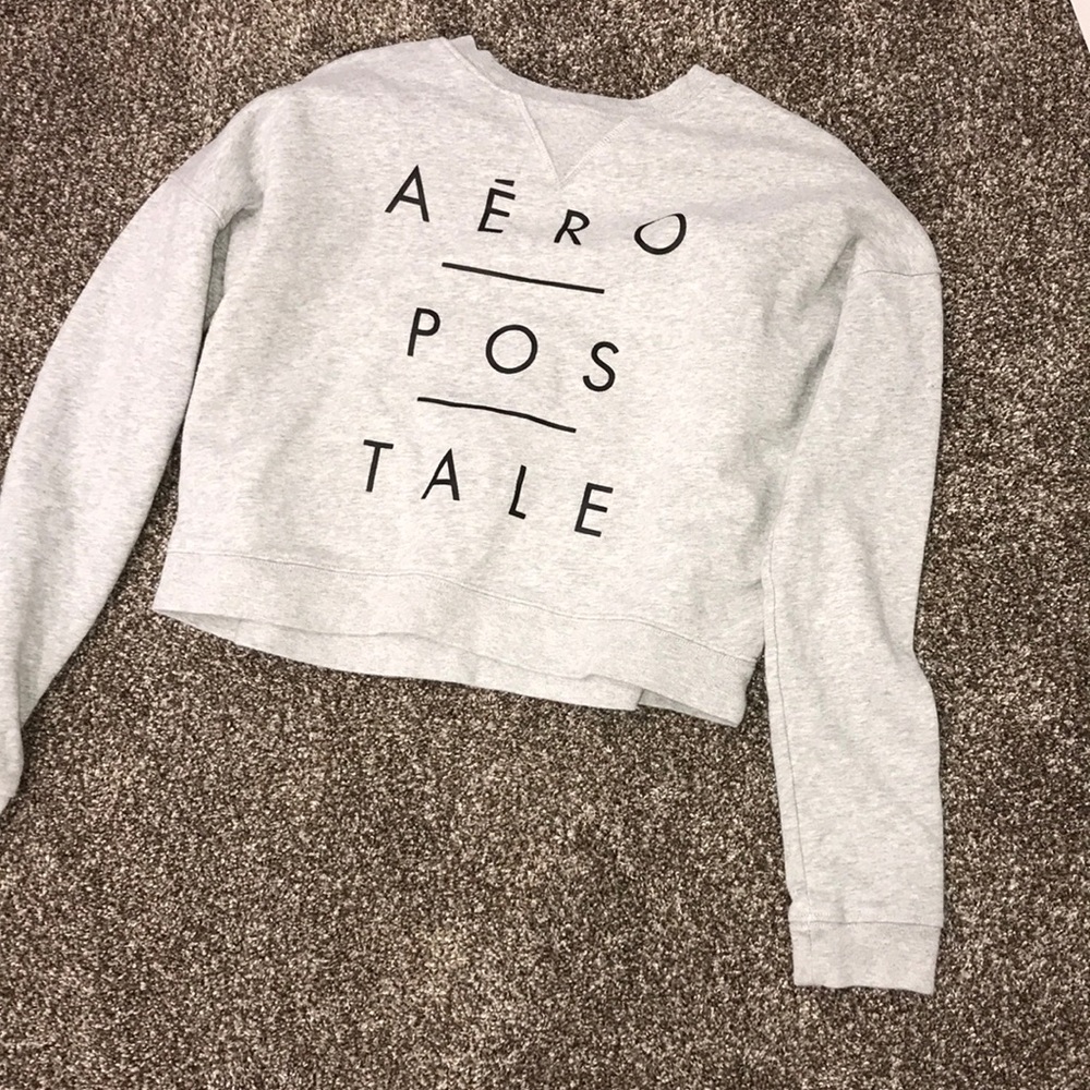 Cropped crew neck sweater